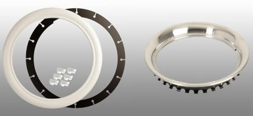 Edelstahl Felgenring - 1 Stück - 15 Zoll - mit Weißwandring (weiß)