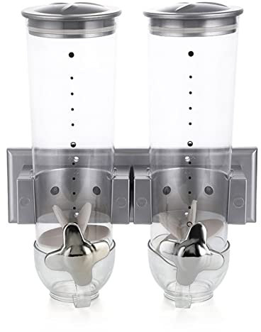 Wall Mount Dispenser - Wall Mounted Cereal Maker, Pantry Snack Dispenser | Triple Dry Cereal Grain Container, Kitchen Wall Mounted Cereal Dispenser, Dry Goods Container for Grid Grain Nuts Food Snack