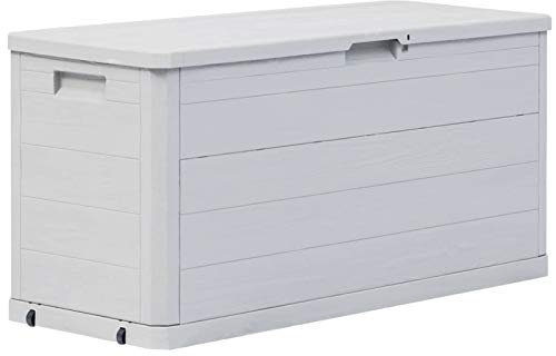 Iiaky Garten-Aufbewahrungsbox Gartenbox Wasserdicht Box FüR Gartenauflagen Garten Aufbewahrungsbox Casaria Auflagenbox 280 L Hellgrau