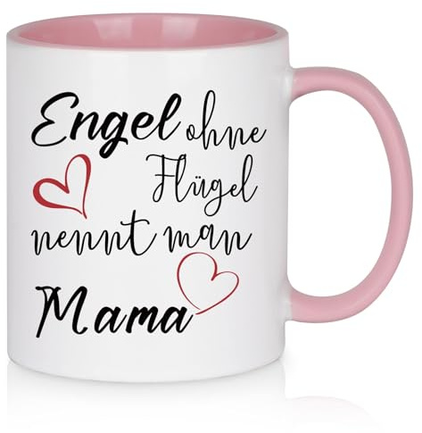 Diztoud Geschenke für Mama Tasse, Mutter Geschenk Muttertag Weihnachten, lustige Mutter Geschenk, Engel ohne Flügel nennt man Mama, Muttertagsgeschenk, Weihnachtsgeschenke, 325ml Keramik Kaffeetasse