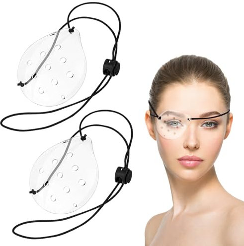 UTXN 2 cache-yeux pour adultes/enfants, protection oculaire transparente en plastique à 9 trous avec sangle réglable, pour chirurgie oculaire, respirant après la chirurgie et protection des yeux