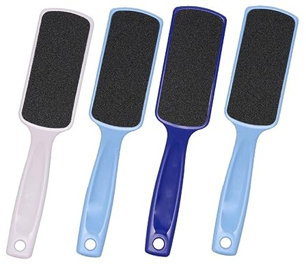 Doppelseitige Pediküre Fußfeile Hornhautentferner für Füße und Hände | Packung mit 4 Stück, Kunststoff und Bimsstein, Peeling für Abgestorbene Haut, Fußpflege Zubehör Zufällige Farbe