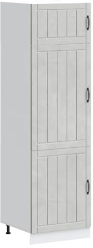 vidaXL kitchen cupboard lucca - concrete grey modern storage unit - engineered wood 60x57x207 cm, adjustable feet & ample storage