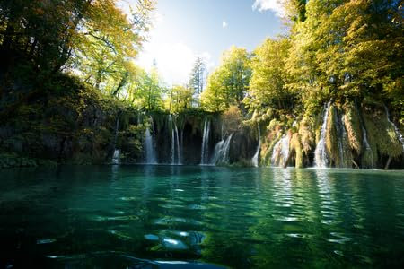 adrium Acryl-Bild 80 x 50 cm: Wasserfall im Wald, Klimaanlage, Kroatien (70616362)