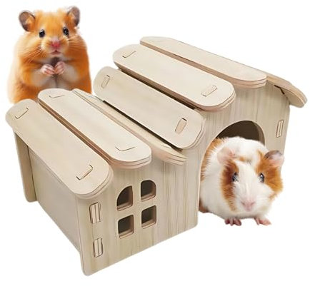 Rennmaus Haus,Hamster Spielzeug Versteck - Holzhaus Für Hamster Und Frettchen Als Schlafplatz Spielbereich Für Innen Außen Und Unterwegs