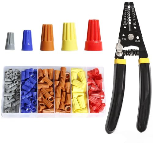 Shengbowi 160PCS Wire Nuts Screw Terminals Connectors Tool Kit | 7-24AWG Insulating Insert Electric Wire Caps Spring Twist Wire Nuts Cap Cable Connectors Quick Connection Terminals