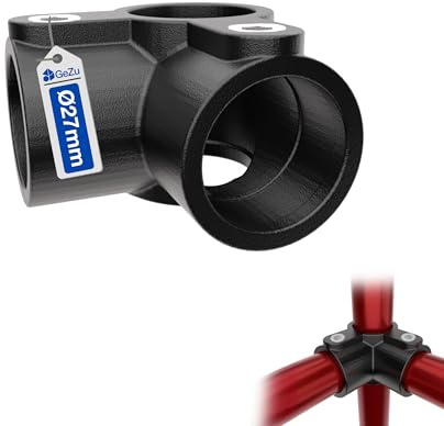 GeZu Impex 3 Way Mid Rail Corner Clamp Ø 27 mm | Hot Dip Galvanised Black Powder Coated 3 Way Through Corner Tube Clamp Fitting & Pipe Connector