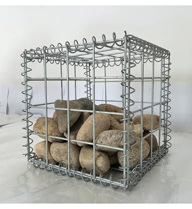 Galvanized Rock Stone Walls Mesh Cage | Silver Gabion Basket | Gabion Stone Basket Cage | Gabion Retaining Wall for Outdoor Garden Patio Backyard Yard(2x2in,19.7x39.4x39.4in)