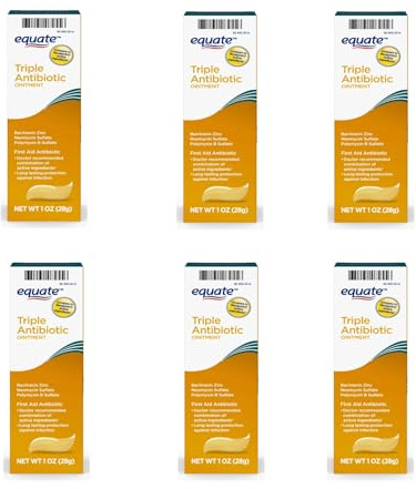 Equate First Aid Triple Ointment, Protection, 1 oz - Equate First Aid Ointment, 24-Hour Wound Care, Pack of 6