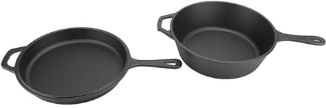 Sorandy Set de Sartén de Sartén Antiadherente, de Hierro Fundido de 2 Piezas de 10 Pulgadas (profundo y Poco profundo), Incluso Calentando Utensilios de Cocina Versátiles, Fácil de Usar en Horno,