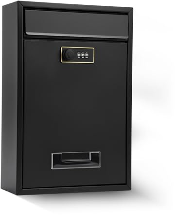 Boîte Aux Lettres Murale pour Courrier, Aux Lettres en Acier Boîte à Propositions Sécurisée avec Code Numérique et Fenêtres, pour Les Maisons, Les Bureaux, Les Garages et Les Entrées