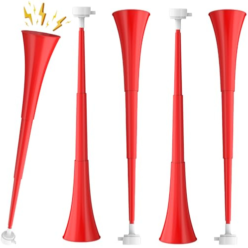 Collapsible Stadium Horn 24 Inch Vuvuzela Plastic Trumpet Blow Horn Noisemakers Loud Sound Soccer Horns for Sporting Events Graduation Games School Party Supplies Favors Accessories - 4PCS