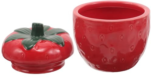 Forma di Fragola Barattolo con Coperchio Rosso in Ceramica | Snack e Caffè, Stile Decorativo per Cucina e Decor, Design Compatto, Uso Versatile
