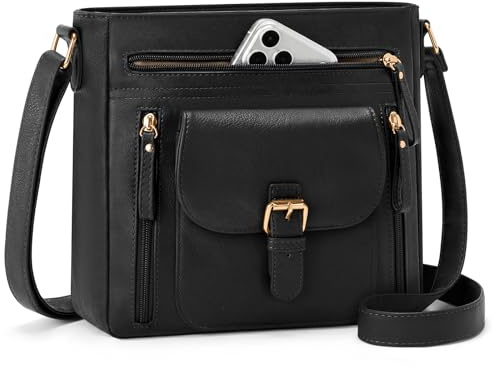 RAINSMORE Cross Body Bag Women, PU Leather Crossbody Bags with Multi-Pocket