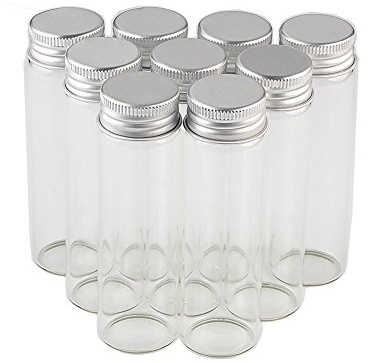 Barattoli vuoti in vetro da 50 ml, con tappo a vite in alluminio color argento, sigillati, contenitori per alimenti, 12 unità (12 tappi da 50 ml)