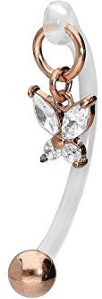 PIERCINGLINE PMFK Bananabell + Chirurgenstahl Design KRISTALL SCHMETTERLING Piercing Intimbereich Bauch Roségoldfarben