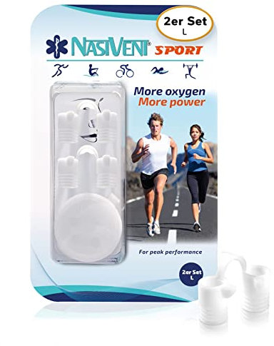 NASIVENT Sport - Premium Nasendilatator - (2x L) Snow White - verbesserte Nasenatmung beim Sport - einzigartig dank innovativer Haltezapfen - aus hochwertigem Silikon