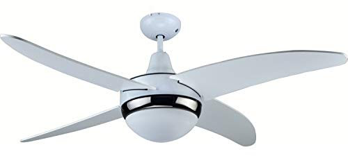 DCG WeGeek, ventilatore da soffitto con telecomando, 4 pale, 1 luce, diametro 120cm e 3 velocità 180/120/80 RPM.