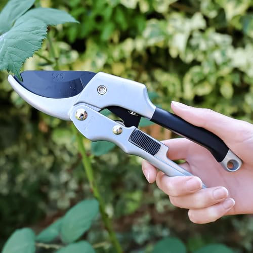 Professional Garden Secateurs Heavy Duty Garden Shears for Weak Hands, Pruner Gardening Secateurs 8 Anvil Pruning Shears with Non Slip Handle Rust-Free Blades Ergonomic Garden Clippers Gardening Gift