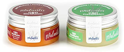 Malantis Hot- & Coldbalm Set 2 x 25ml | Wärmende und kühlende Pferdesalbe mit Arnika, Rosmarinöl, Ingwer- & Brenneselextrakt, Chilliöl | Naturkosmetik