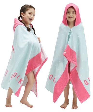 BANGSAUR Kinder-Strandtuch mit Kapuze, 100% Baumwolle, weich und saugfähig, Badetuch, Badetuch, Überzieher für Jungen und Mädchen, extra Größe: 127×76cm (Flamingo) | 127 x 76,2 cm große Größe, ultra-saugfähiges, weiches, tragbares Pool-Handtuch, Geschenk für Mädchen und Jungen