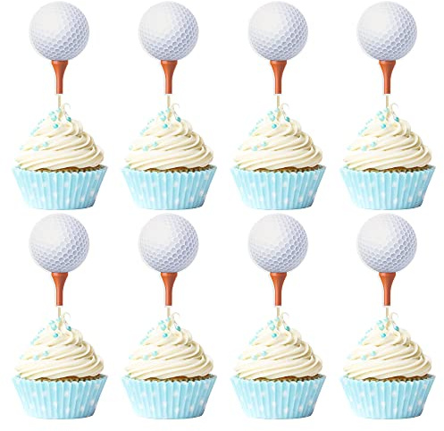 Gyufise 36Pcs Sports Cupcake Toppers - Golf Ball Cupcake Picks & Birthday Cake Decorations for Baby Shower & Sports Theme Parties