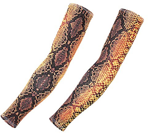 1 Paar Sonnenschutz Armstulpen Python Haut Eis Seide Sport Ärmel Radsport Ärmel Halloween Cosplay Kostüm Zubehör, Standardgröße, dunkles goldenes Python, Einheitsgröße