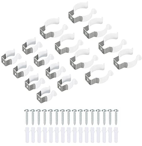 sourcing map T5 T8 U Clips Holder Bracket for LED Light Bulb Mounting Bracket Support Stainless Steel Fluorescent Tube Holder Screw Pipe Clamps Spring Holder Tool Clips, White Pack of 16