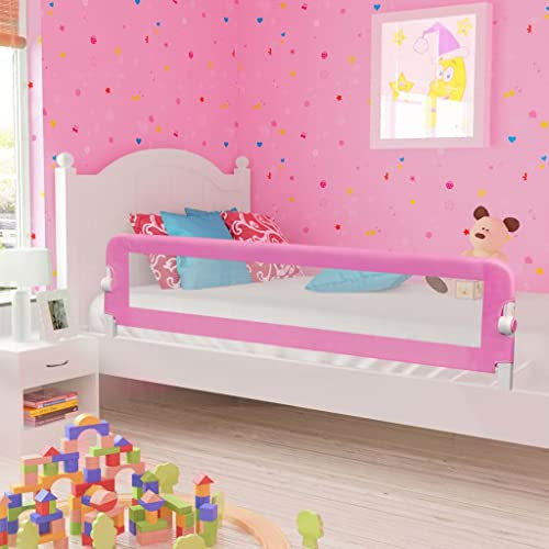 Chusui Kleinkind-Bettschutzgitter, Rausfallschutz Bett, Bettgitter Rausfallschutz, Rausfallschutz Kinderbett, Bettumrandung Babybett, Rosa 180x42 cm Polyester