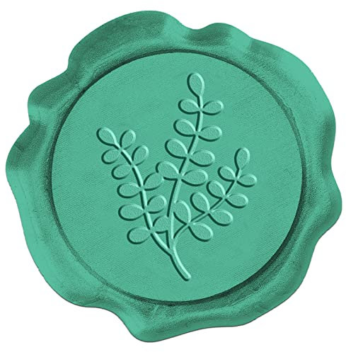 SUPERDANT 50 Stück Grüne Eukalyptusblätter Wachsstempel Aufkleber Grüne Pflanze Umschlagsiegel Aufkleber 30 mm Aufkleber Selbstklebender Wachsstempel Für Einladungskarten Geschenkverpackungen