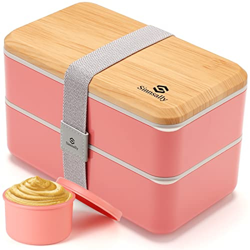 Sinnsally1400ML Bento Box Lunch Boxes,Japanese Bento Lunch Box Kids,Meal Prep Container Box with Compartments,Leak-Proof Food Storage for Men Women,Microwave Safe(Pink)