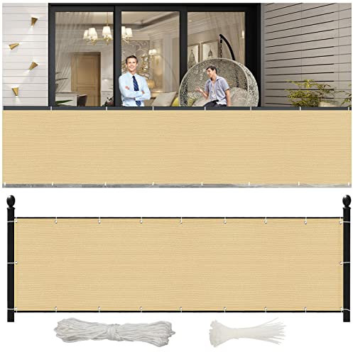 NINGBAI Brise-Vue Balcon Clôture 90 x 600 cm Écran Brise-Vue, Pare-Vue De Jardin, Habillage De Balcon Nombreuses Tailles et Couleurs, Facile a Poser pour Balcon et Clôture Porches, Jaune