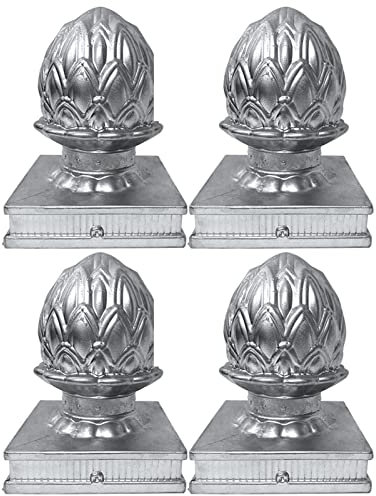 PUPAYA 4 X Pfostenkappe Für Zaunpfosten, Silber Pfostenträger, Aluminiumlegierung, Lotus Deckel, Abdeckkappe Für Holzpfosten, 100 X 100 mm,12X12CM
