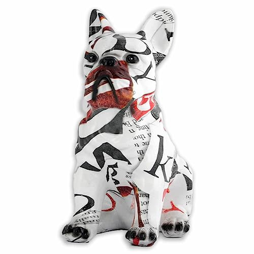 MONKIMAU Bulldoggen Figur mit Zeitungs-Motiv - Deko Figur, Statue Skulptur für Zuhause Wohnzimmer