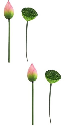 Warmhm 2sätze Künstliche Lotusblüten-Dekoration Teiliges Mit Simulierten Lotusknospen Seedpods Für Garten Teich Innenräume Pflegeleichte Lebensechte Ornamente Für Aquarien Pools