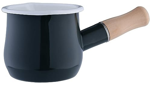 GRÄWE Casserole à Lait 450 ml, Gris - Compatible Avec Plaques à Induction, à Sauce, à Beurre, Moka - Mini Casserole Avec Bec Verseur et Poignée en Bois