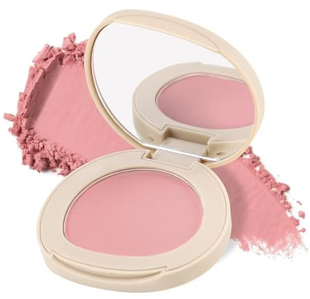 Boobeen Blush en Poudre Matte Mono Couleur, Blush Pressé Maquillage Visage Blusher Haute Pigmentation pour un Eclat Couleur Longue Tenue, Teinte Naturelle pour les Joues