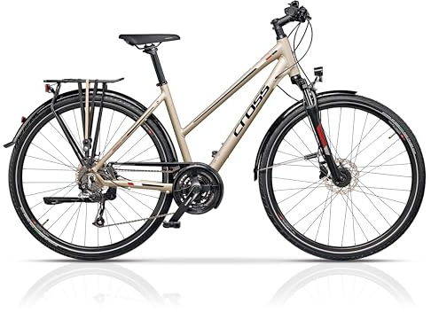 Airtracks 28 Zoll Damen Trekking Fahrrad TRAVEL Lady Trekkingrad Trekkingbike City Bike 24 x Gang Shimano Altus RD-M2000 SGS Beige Matt - Rahmenhöhen 44cm 48cm 52cm - (52cm (Körpergröße 170-185cm))