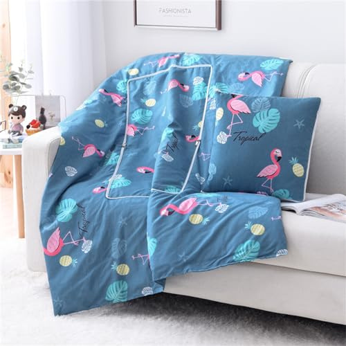 Hixingo Reisedecke und Kissen 2 in 1, Reisedecke mit Kissen Set Multifunktionale Reise Decke und Kissen 2 in 1 Weichem Flugzeug Verwandlungskissen für Urlaub, Camping (Blättrige Ananas,40 * 40cm)