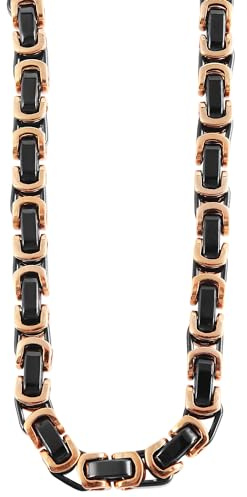Akzent Fionn Herren-Königskette Edelstahl schwarz roségoldfarbig Breite 8 mm versch. Längen Karabinerverschluss (50)