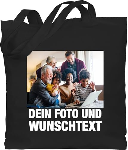 Geschenk mit Namen personalisiert by Shirtracer - Baumwolltasche - Geschenk mit Bild I eigenem Foto I Name I eigener Text I Wunschtext