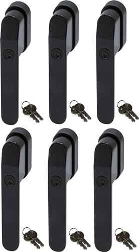 ABUS FG400W, abschließbarer Fenstergriff in schwarz im Set 6 Stück, alle gleichschließend mit zwölf Schlüsseln