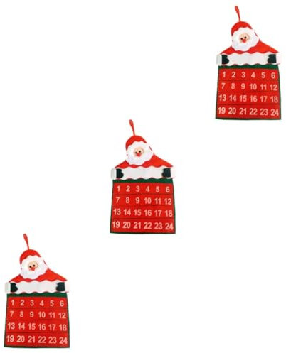 Cabilock 3 Piezas calendario de adviento de tela belén cuenta regresiva para navidad calendario de santa claus calendario navideño número objetos decorativos accesorios mayor rojo