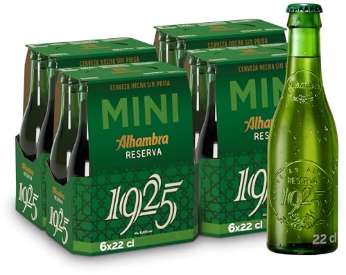Alhambra Reserva 1925 Mini, Cerveza Fermentación Extra Lenta, Pack 24x22cl
