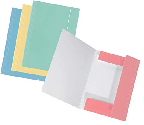 Original Falken 28er Pack Sammelmappe PastellColor. Aus extra starkem Karton mit 3 Klappen und Gummiband für DIN A4 farbig sortiert Aufbewahrungs-Zeichen-Mappe für die Schule