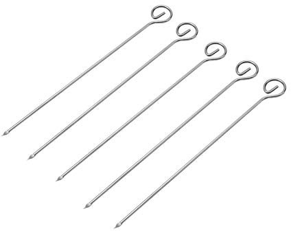 10 pièces pique-nique en plein air Barbecue Prod en acier inoxydable BBQ brochettes Grill BBQ viande Brochette Kebab brochettes aiguilles à rôtir outil (L)