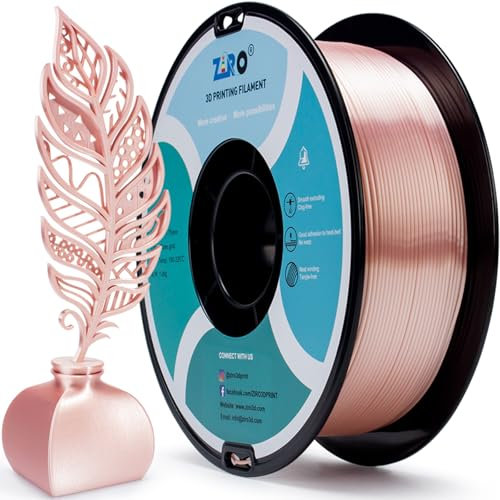 ZIRO Silk Filament PLA 1.75mm, Seide 3D Druck Filament, Glänzendes PLA 1kg, Passend für Die Meisten FDM Drucker, Maßgenauigkeit +/- 0.03mm, Roségold