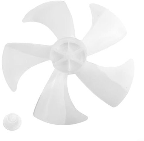Lüfterblatt, geräuscharm, 35,6 cm, Haushaltskunststoff, Fünf Blätter, Standventilator oder Schreibtischventilator, Ersatzteile mit Mutterabdeckungen (transparentes Weiß)