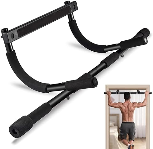 FK Sports Pull Up Bar Doorway & Chin Up Bar for Upper Body Training - No Drilling or Screws - Arms, Back and Core Strength Training - Home Pull-Up Bars for Indoor - Multifunctional Bar - Black