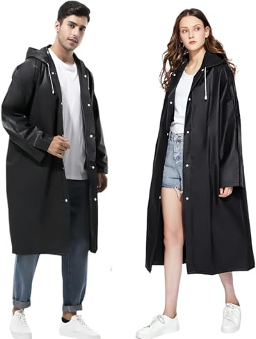 Gerhannery 2 Pièces Poncho Réutilisable, Impermeable Cape de Pluie Léger pour Femmes et Hommes, Idéal pour Concerts, Festivals et Voyages